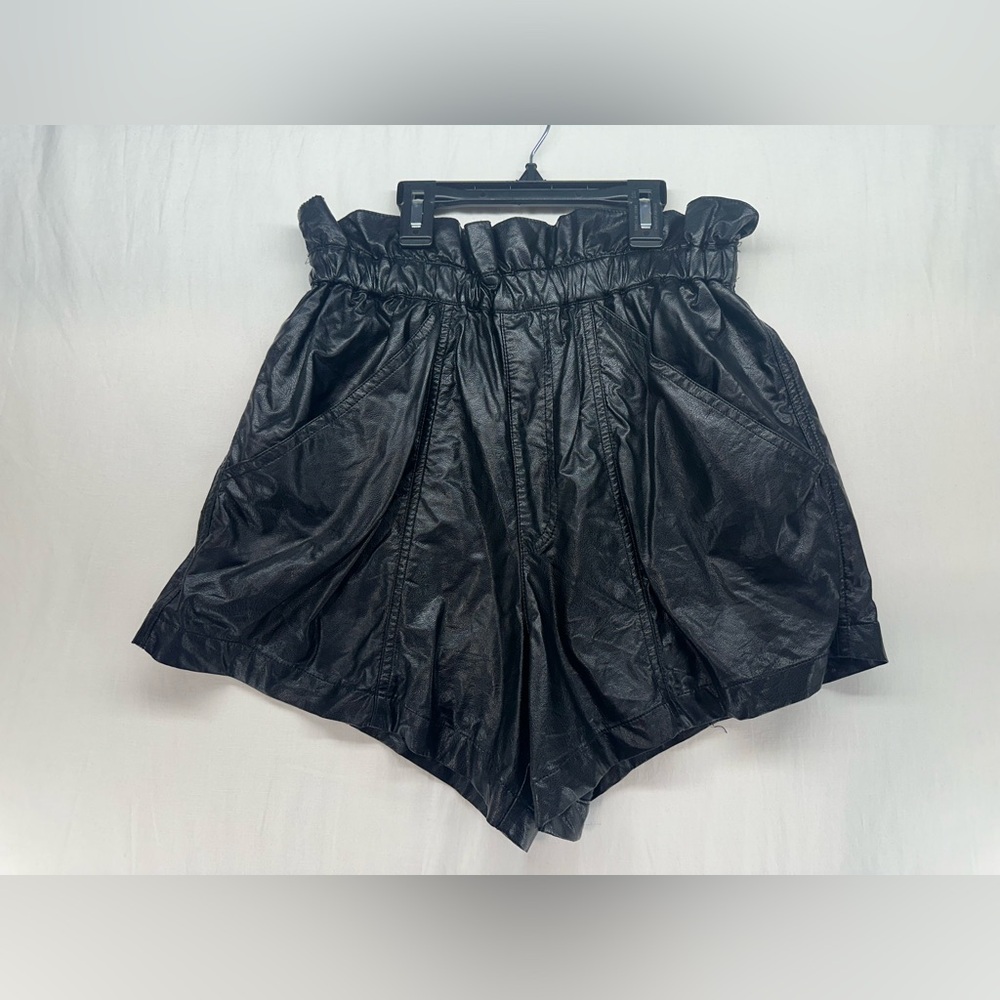Free People Faux Leather Paper Bag High Rise Short Black Women's Size XS